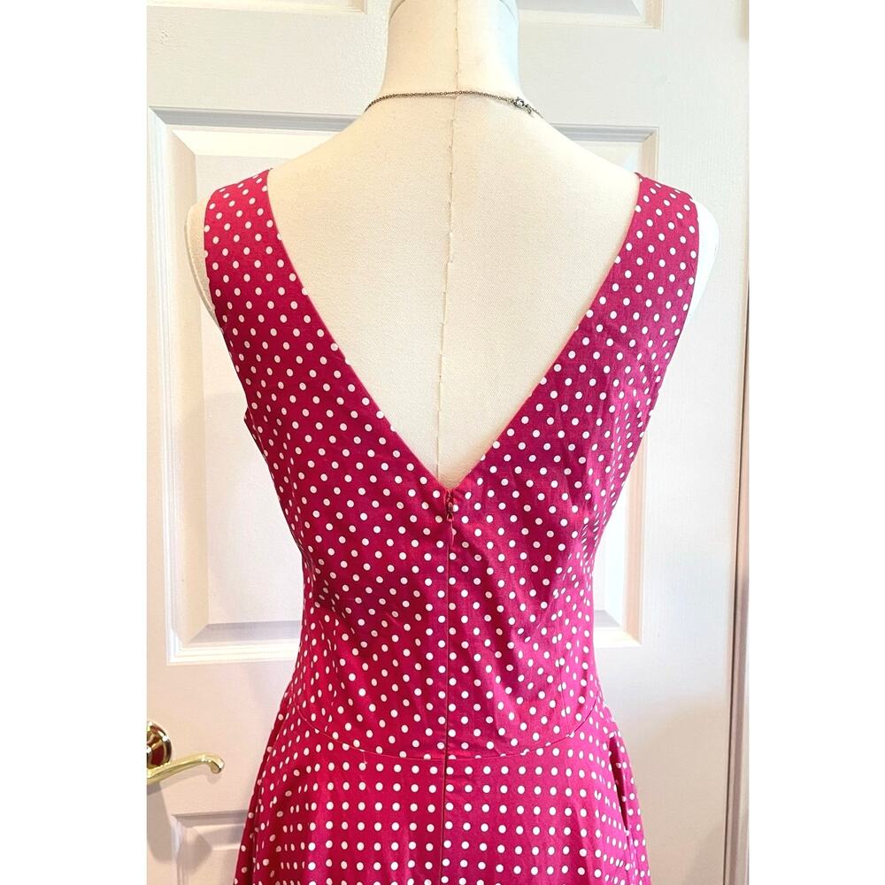 Vintage 50s Style Pink Polka Dot Swing Rockabilly Dress Sweetheart Neckline Sz 6 - Picture 4 of 8